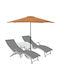 Șezlong din Aluminiu Gri Set cu Masă 2 Bucăți 170x52 cm