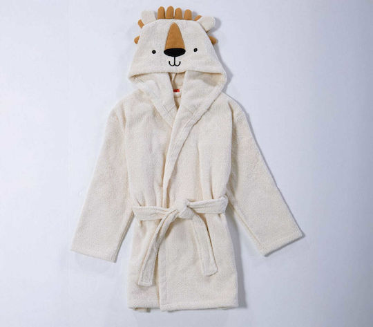 Nef-Nef Homeware Kids Bathrobe Jungle In Motion Ecru with Hood