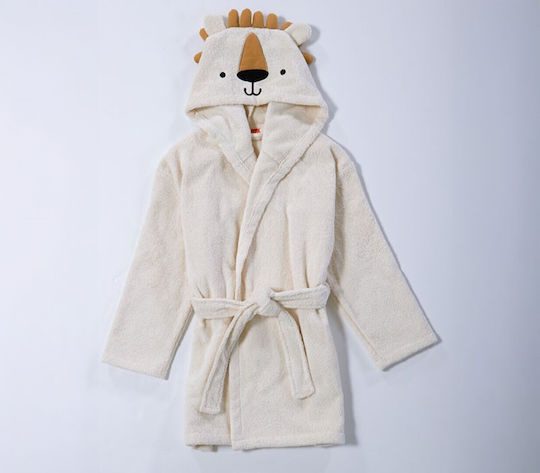 Nef-Nef Homeware Kids Bathrobe Jungle In Motion Ecru Hooded Nef-Nef Homeware Kids Bathrobe Jungle In Motion Ecru Hooded