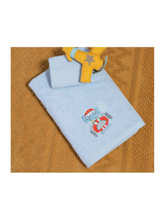 Nef-Nef Homeware Set of Baby Towels 2pcs Super Boy Light Blue Weight 420gr/m²
