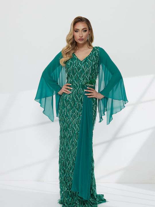 Summer Maxi Dress for Wedding and Christening Green G25130 005