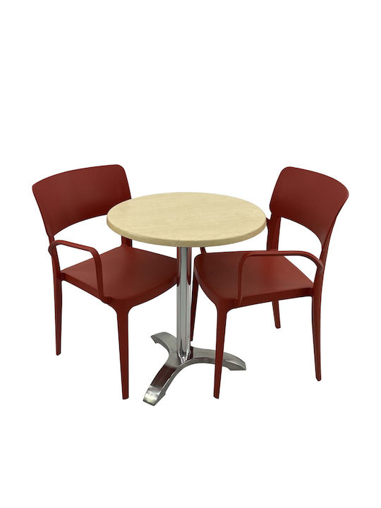 Set Sala De Mese Pentru Spații Exterioare Mici Maple 3 Piese Roșii