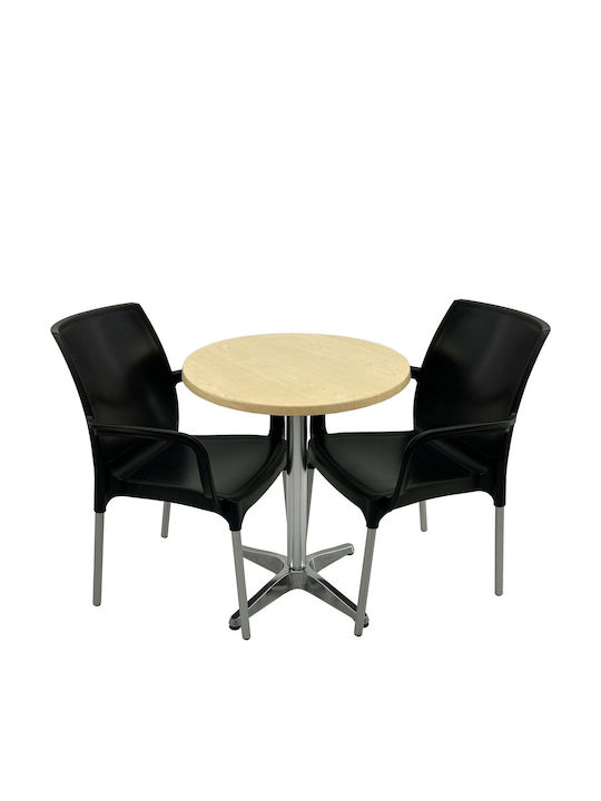 Set Sala De Mese Pentru Spații Exterioare Mici Maple 3 Piese Negru