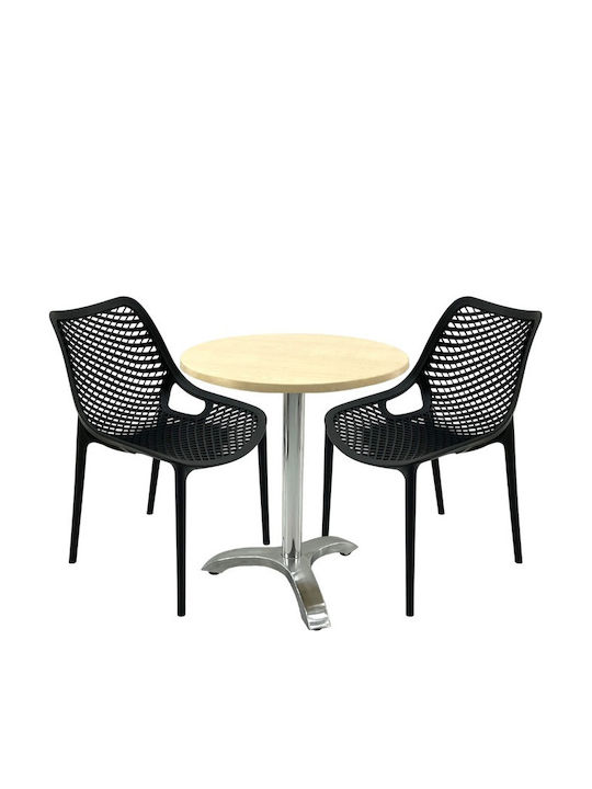 Set Sala De Mese Pentru Spații Exterioare Mici Maple 3 Piese Negru