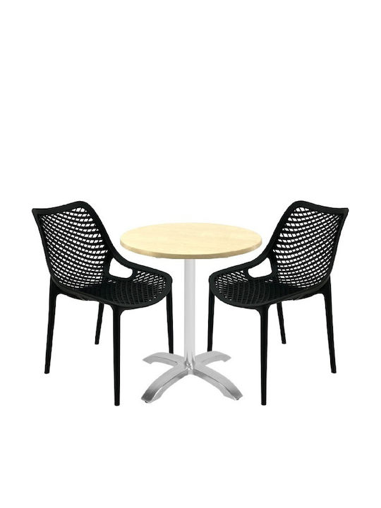 Set Sala De Mese Pentru Spații Exterioare Mici Maple 3 Piese Negru