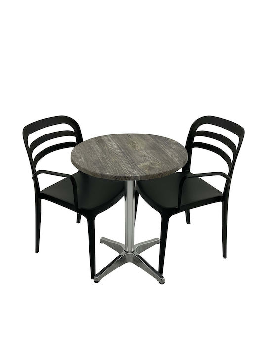 Set Sala De Mese Pentru Spații Exterioare Mici Old 3 Piese Negru