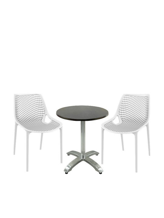 Set Sala De Mese Pentru Spații Exterioare Mici Maple 3 Piese Albe
