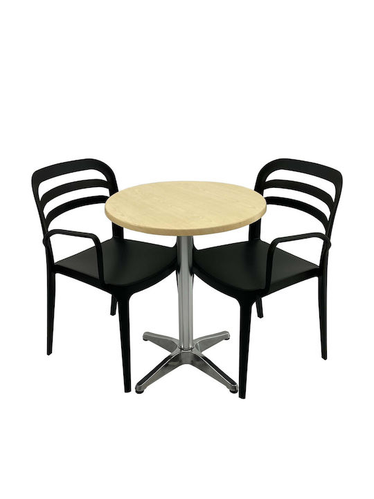 Set Sala De Mese Pentru Spații Exterioare Mici Maple 3 Piese Negru