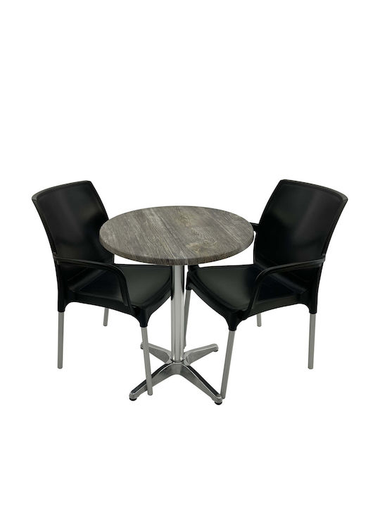 Set Sala De Mese Pentru Spații Exterioare Mici Old 3 Piese Negru