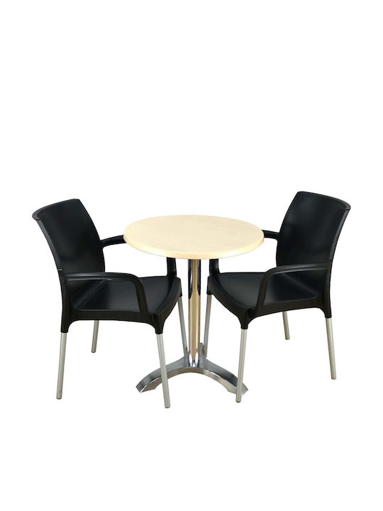 Set Sala De Mese Pentru Spații Exterioare Mici Maple 3 Piese Negru