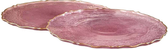Hermia Shallow Pink Glass Plate With Diameter 28cm 6 Pieces