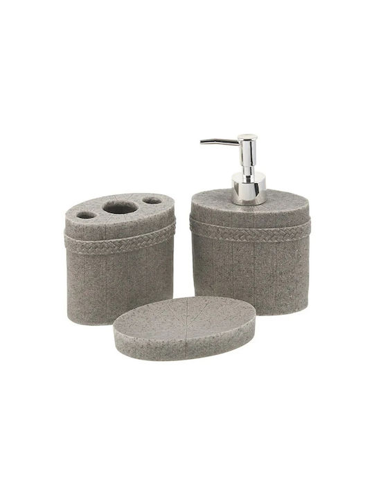 Glass Beige Bathroom Accessory Set 3 Pieces