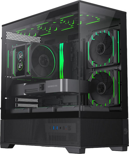 GameMax Vista 2 MB Gaming Mini Tower Computer Case with Side Window and ARGB Lighting Black