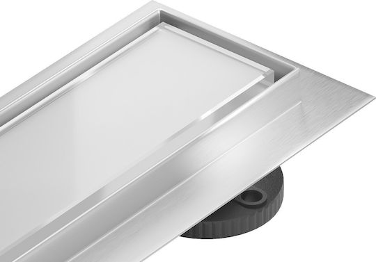 Mexen Flach 360° Mgw Drehbarer Linearer Bodenablauf 60 Cm Weißes Glas 1027060-40