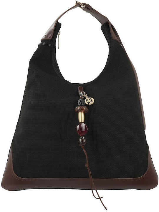 Fabric Women's Shoulder Handbag Black