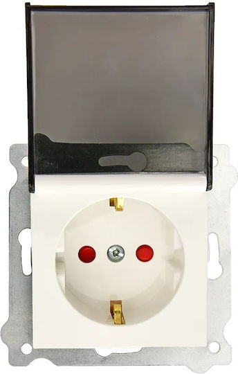 Built-in Single Socket Cover 16a 250v Schuko Exen White 290-000103-240