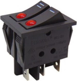 Rocker Switch Meg 6p M L On-off Double 16a/250v Red Neon Rk1-23abskn