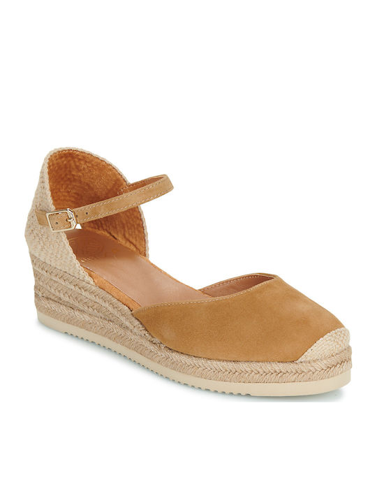 Cisca Damenplattformen in Stil Espadrilles Braune