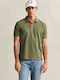 Contrast Pique Polo Short Sleeve Green Blouse