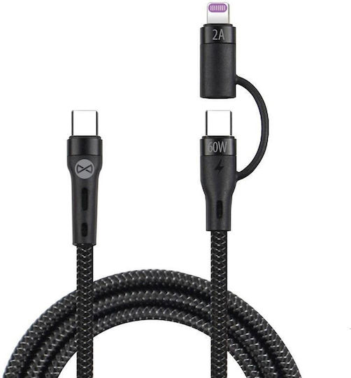 Forever USB to Type-C / Lightning Cable Μαύρο 1m FOR-60BK