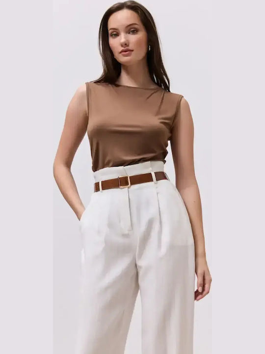 Women's Summer Sleeveless Blouse Brown