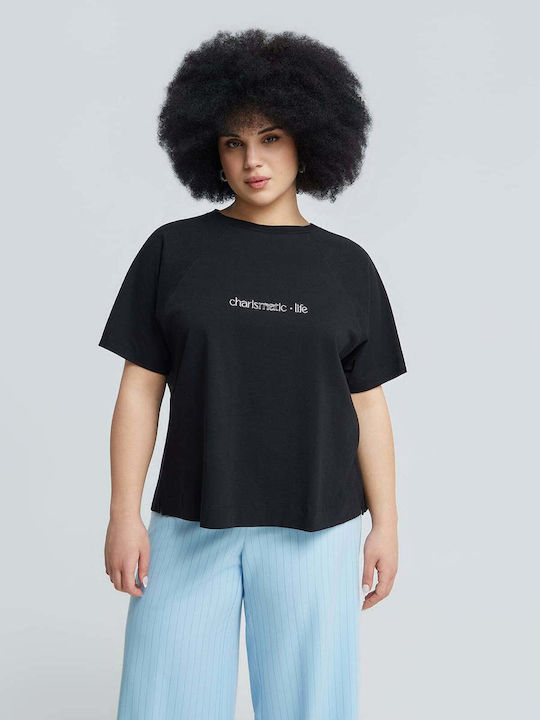 “charismatic Life” Tricou Crop Damă Negru
