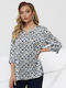 Women's Blouse with V-Neck Blue