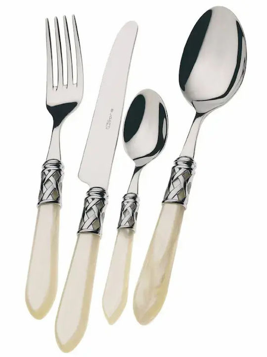Bugatti Set De Tacâmuri Din Oțel Inoxidabil Alb 49 Bucăți Cu Set De Tacâmuri