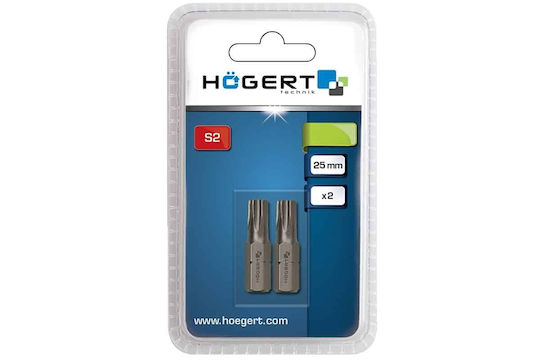 Set 2 Pieces Screwdriver Bits T3 25mm Hogert Ht1s364