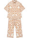 Women's Beige Set with Palazzo Fit Trousers