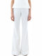 Women's High Rise Fabric Flared Pants in Slim Fit White