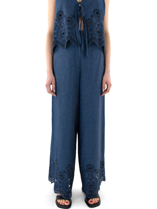 Moutaki Damen Baumwollhose Blau