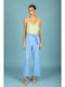 Women's Fabric Trousers in Loose Fit Ciel