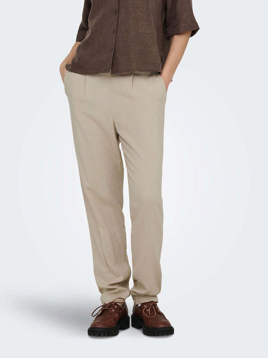 Only Women's Linen Trousers Beige
