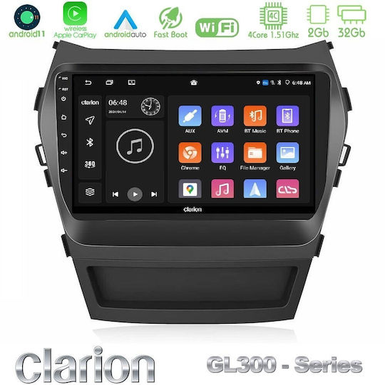 Clarion Car Audio System for Hyundai iX45 2012-2017 (Bluetooth/USB/AUX/WiFi/GPS/Apple CarPlay/Android Auto) with 9" Touch Screen