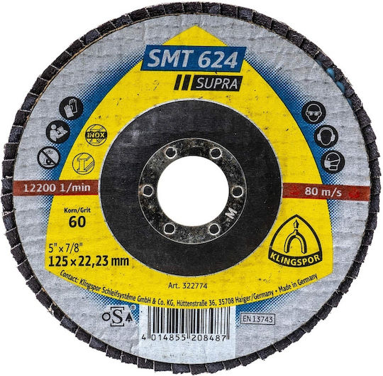 Klingspor Smt 624 Supra Disc Lamelar Frontal P60 125x22,23 Mm Ext 322774
