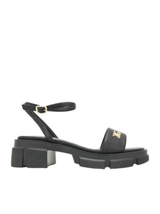 Leather Women's Flat Sandals Black