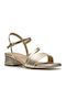 Serina35 Strap Δερμάτινα Πέδιλα Χρυσά