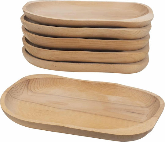 Servierplatte Oval Hölzernes Beiges 30x24cm 6 Stück