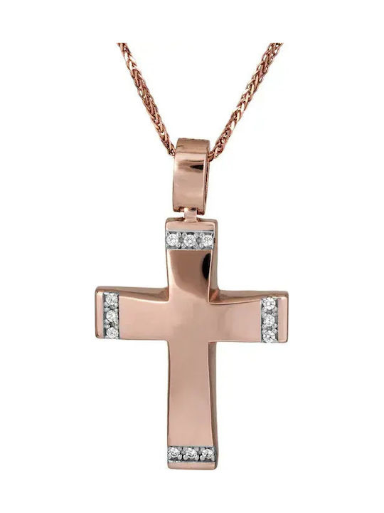 Weiblicher Roségold Kreuz 14K mit Kette