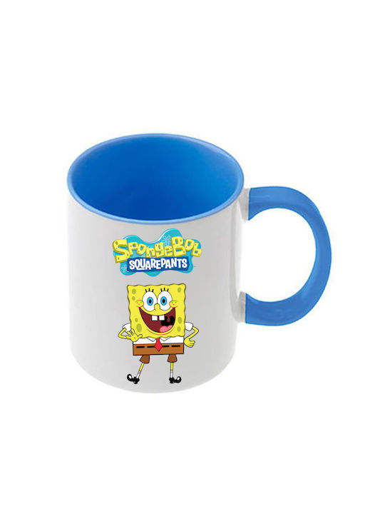 SpongeBob Mug Blue Handle Interior