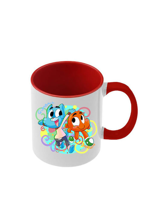 Mug Amazing World Gumball Red Handle Interior