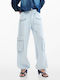 Women's Fabric Cargo Trousers Light Blue