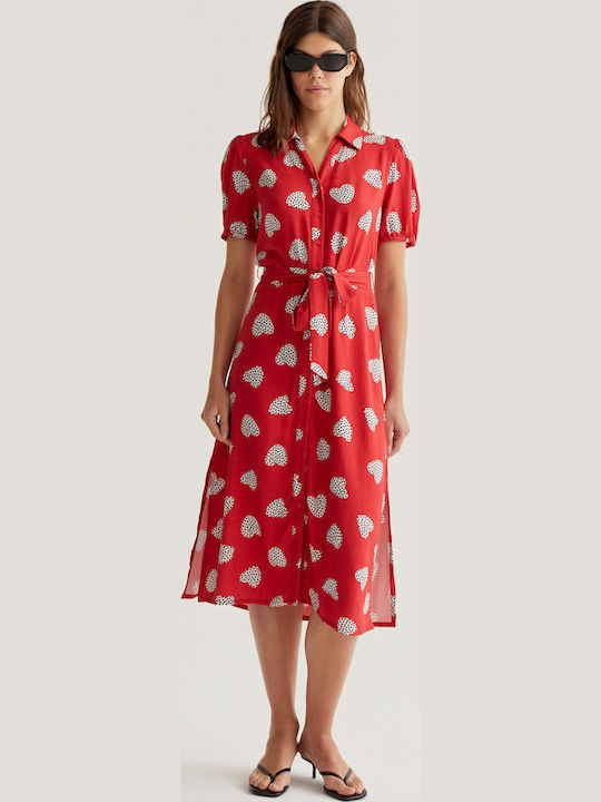 Sommer Midi Hemdkleid Rote