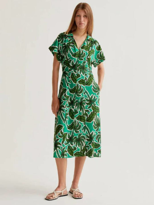 Summer Midi Shirt Dress Green