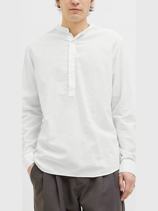 Jack & Jones Дълъг Ръкав Ленена Риза Бяла