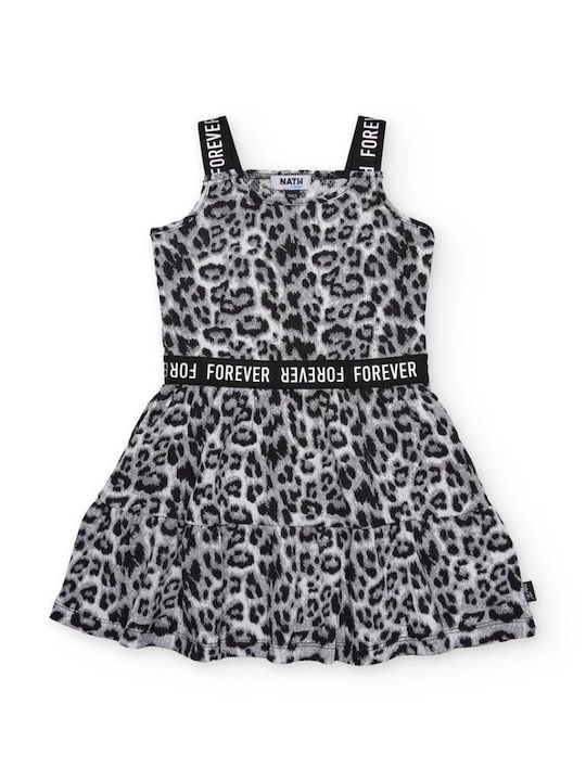 Παιδικό Φόρεμα Αμάνικο Animal Print Black
