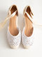 Espadrille Platform Lace Up Straps Women's Js-3302 White Synthetic Leather