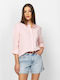 Long Sleeve Women's Linen Shirt Roze
