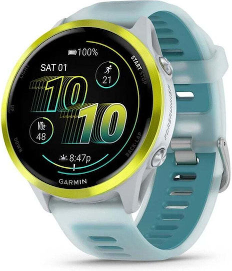 Garmin Forerunner 570 Aluminum 47mm Waterproof Smartwatch with Heart Rate Monitor (Amp Yellow Aluminum with Translucent Whitestone/Turquoise Band)